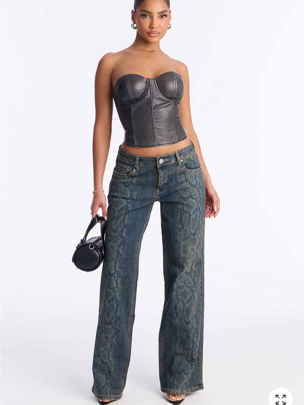 Fashion Nova Women's Wide-Leg Snake-Print Jeans — Blue Wash